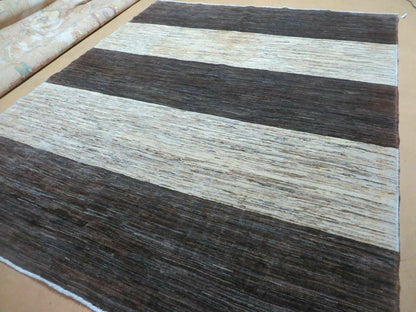 Hand Knotted Wool Rug Tibetan Style 78 By 94 Inches Art Deco Nepal