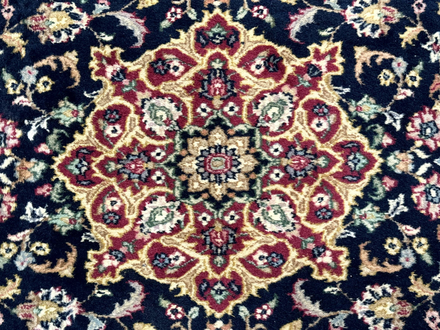 Pak Persian Sarouk Rug 3x5, Navy Blue and Red