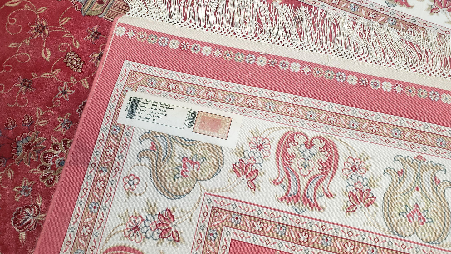 Bamboo Silk Rug 4x6 Red Traditional Oriental Carpet With Flower Vase Columns