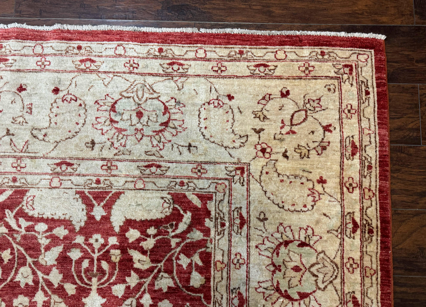 Handmade Pakistani Chobi Rug 8x10 Red Wool Area Rug For Living Room Decor