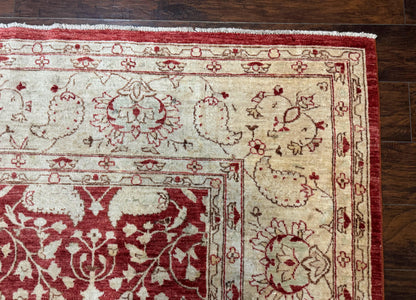 Handmade Pakistani Chobi Rug 8x10 Red Wool Area Rug For Living Room Decor