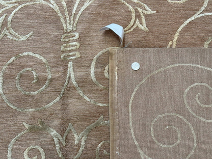 Tibetan Rug Hand Knotted Wool Silk 9x12 Beige Modern Handmade Carpet