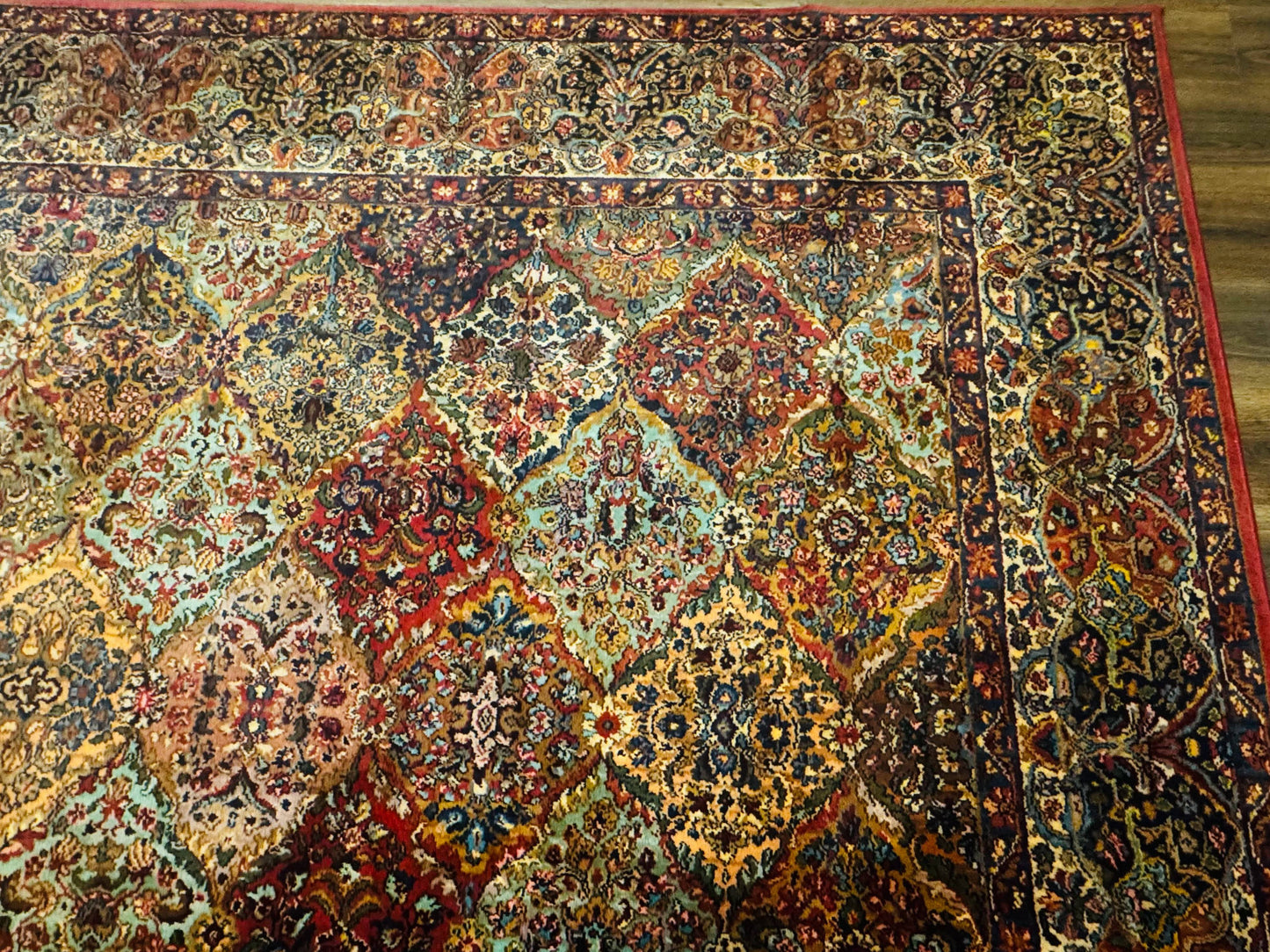 Karastan Rug Kirman Multicolor Panel Wool 8.8x8.8 Vintage