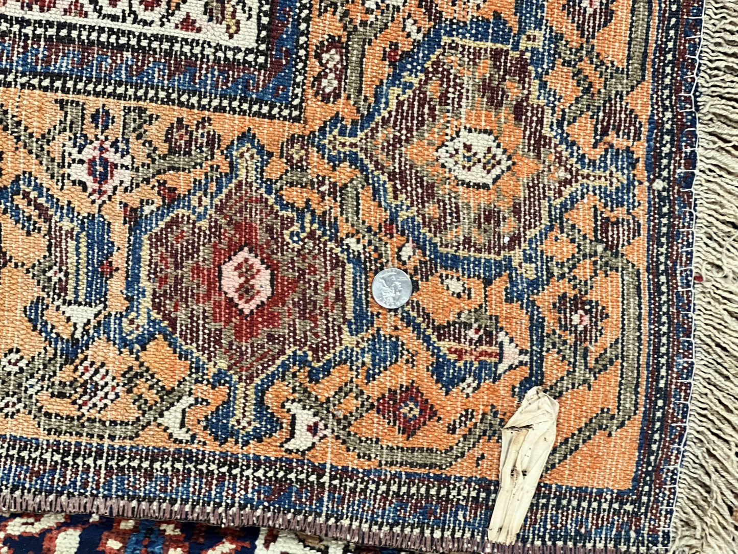 Persian Senneh Rug 4x8 Wool Hand Knotted Antique Kurdish Carpet Navy Blue Oriental Area Rug