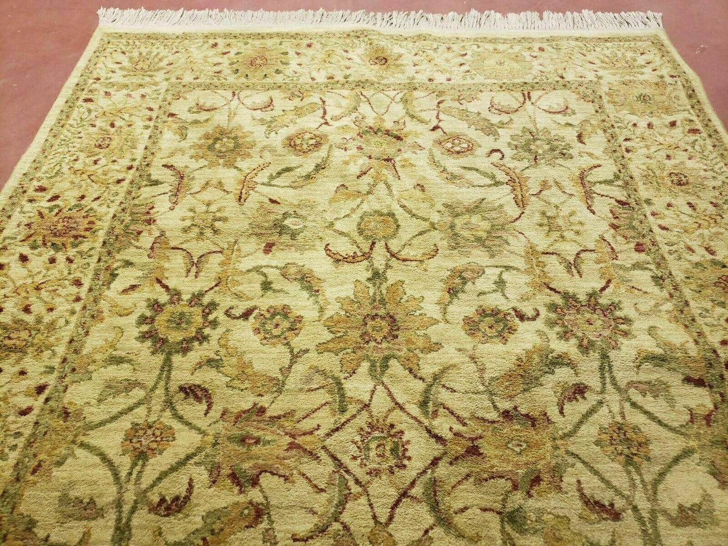 Belgian Power Loomed Rug 5x7 Vintage Oriental Wool Carpet Beige