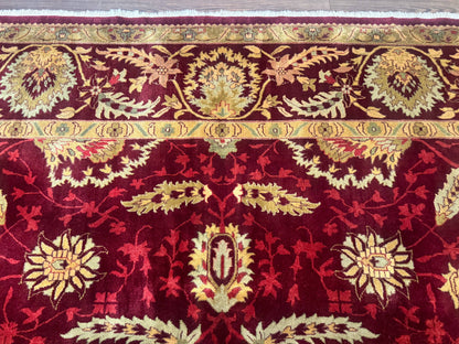 Indo Mahal Rug 9x12, Allover Pattern, Dark Red, Traditional Wool Area Rug