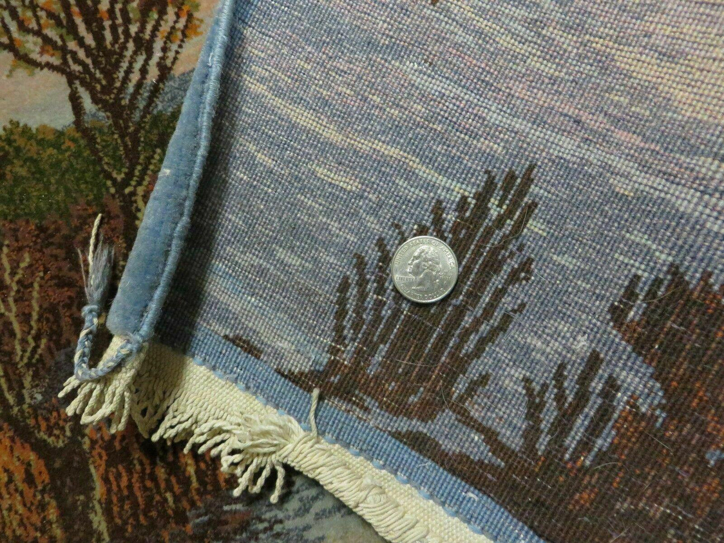 Vintage Handmade Pakistan Pictorial Rug With Birds And Trees 2x3 Feet