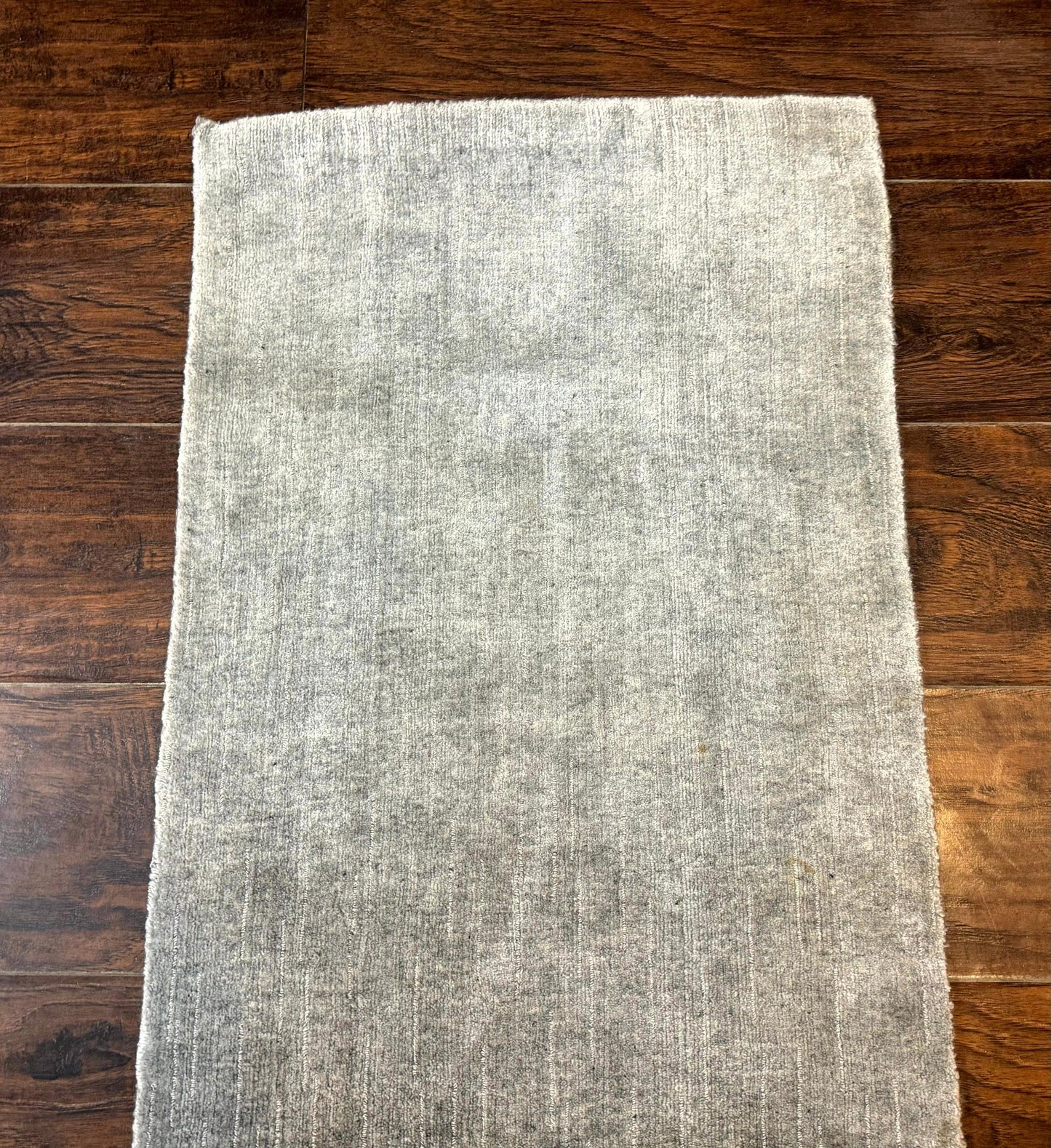 Tibetan Runner Rug Modern Wool And Silk Highlights Gray Silver Hallway Kitchen Narrow Runner
