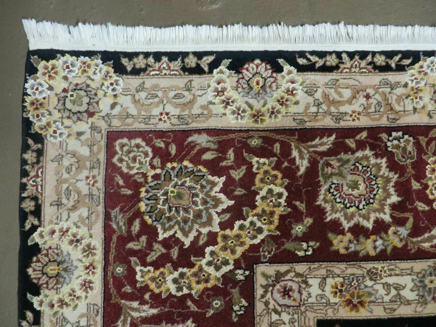 Vintage Chinese Silk Wool Rug Hand Knotted Oriental Floral 9 By 12 Feet With Silk Highlights