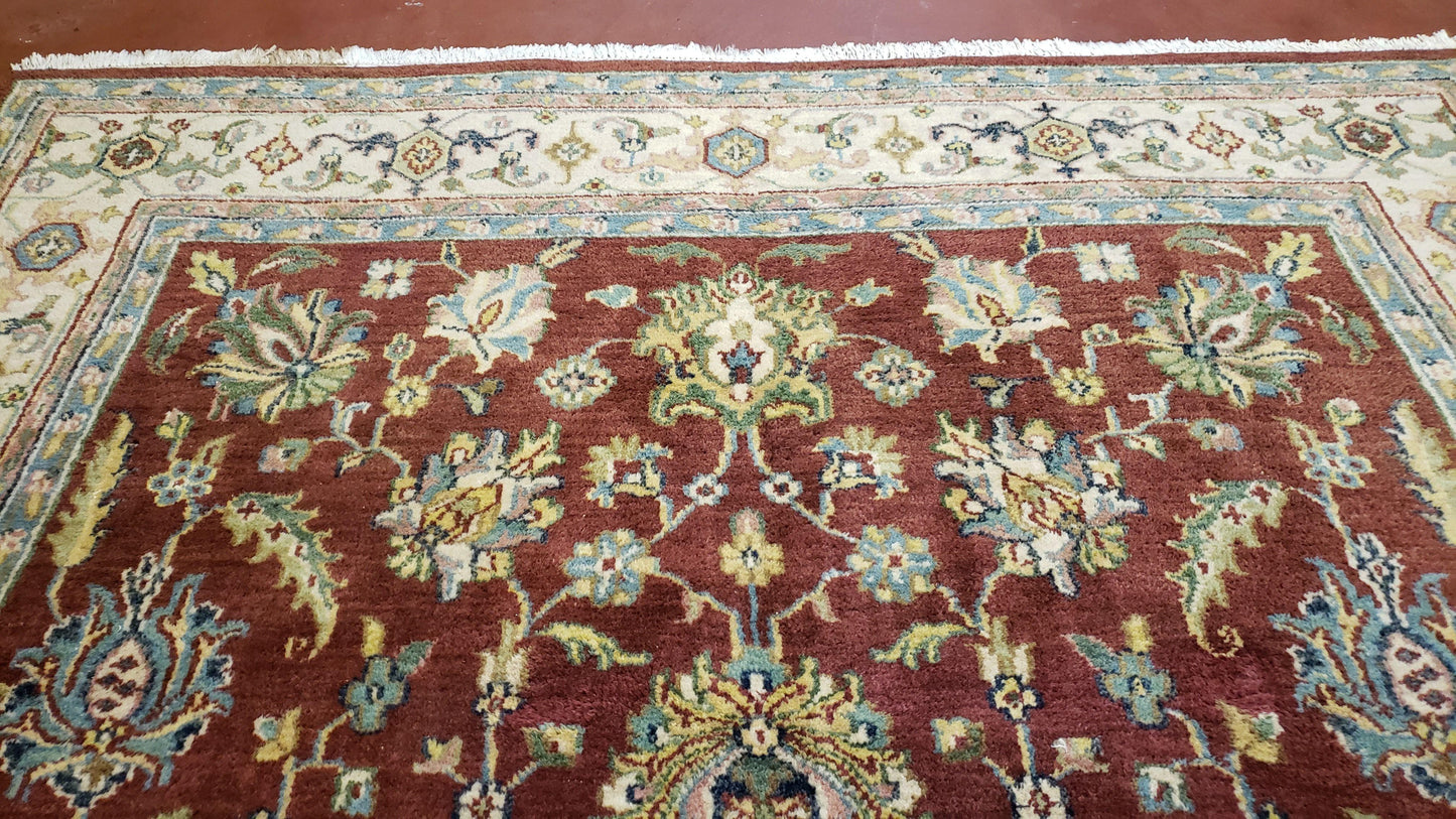 Indo Mahal Rug 8x12 Floral Allover Wool Vintage Handmade Carpet