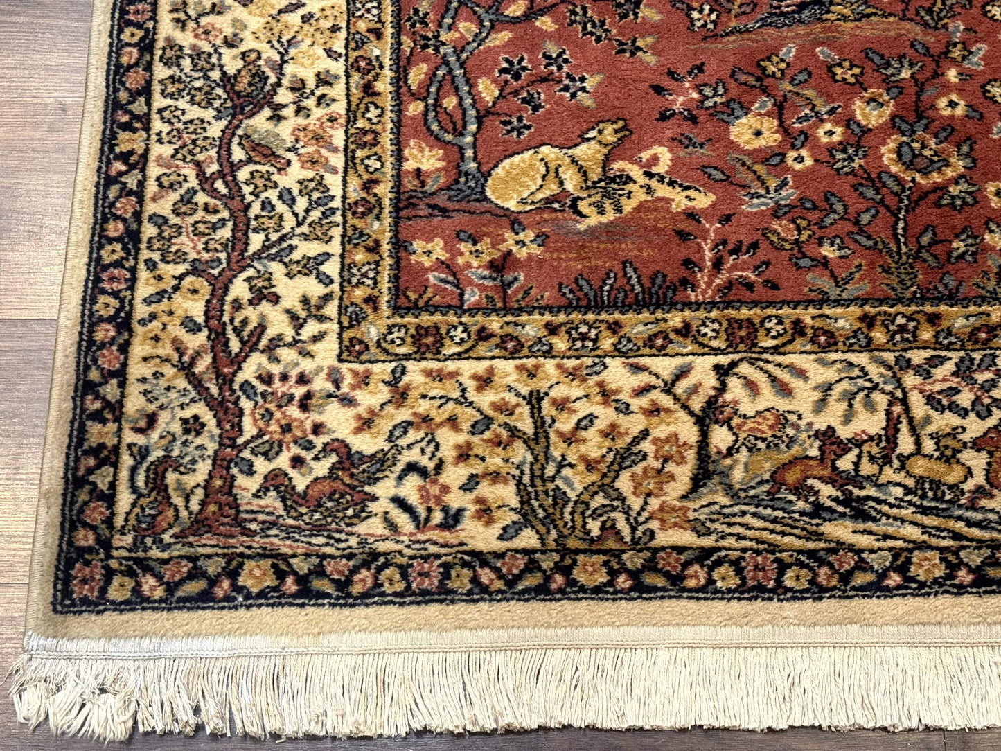 Persian Wool Rug 4x6, Tree of Life Animal Pictorials, Vintage, Power Loomed Ardakan Rug