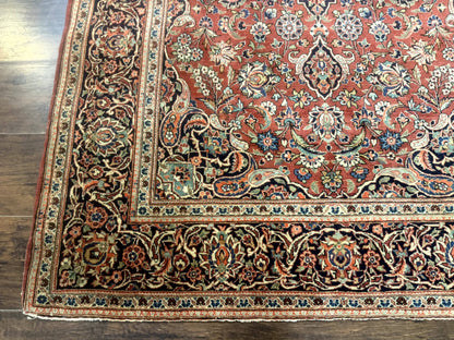 Persian Kashan Rug 4x7 Vintage Red Floral Medallion Handwoven Wool
