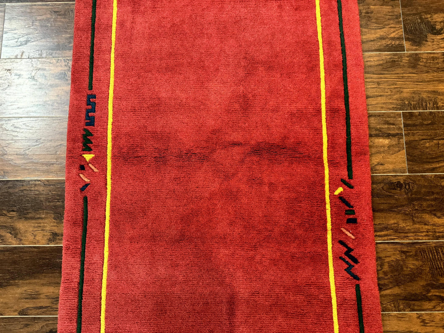 Indo Persian Gabbeh Rug 3x5 Red Handmade Wool Vintage Area Rug