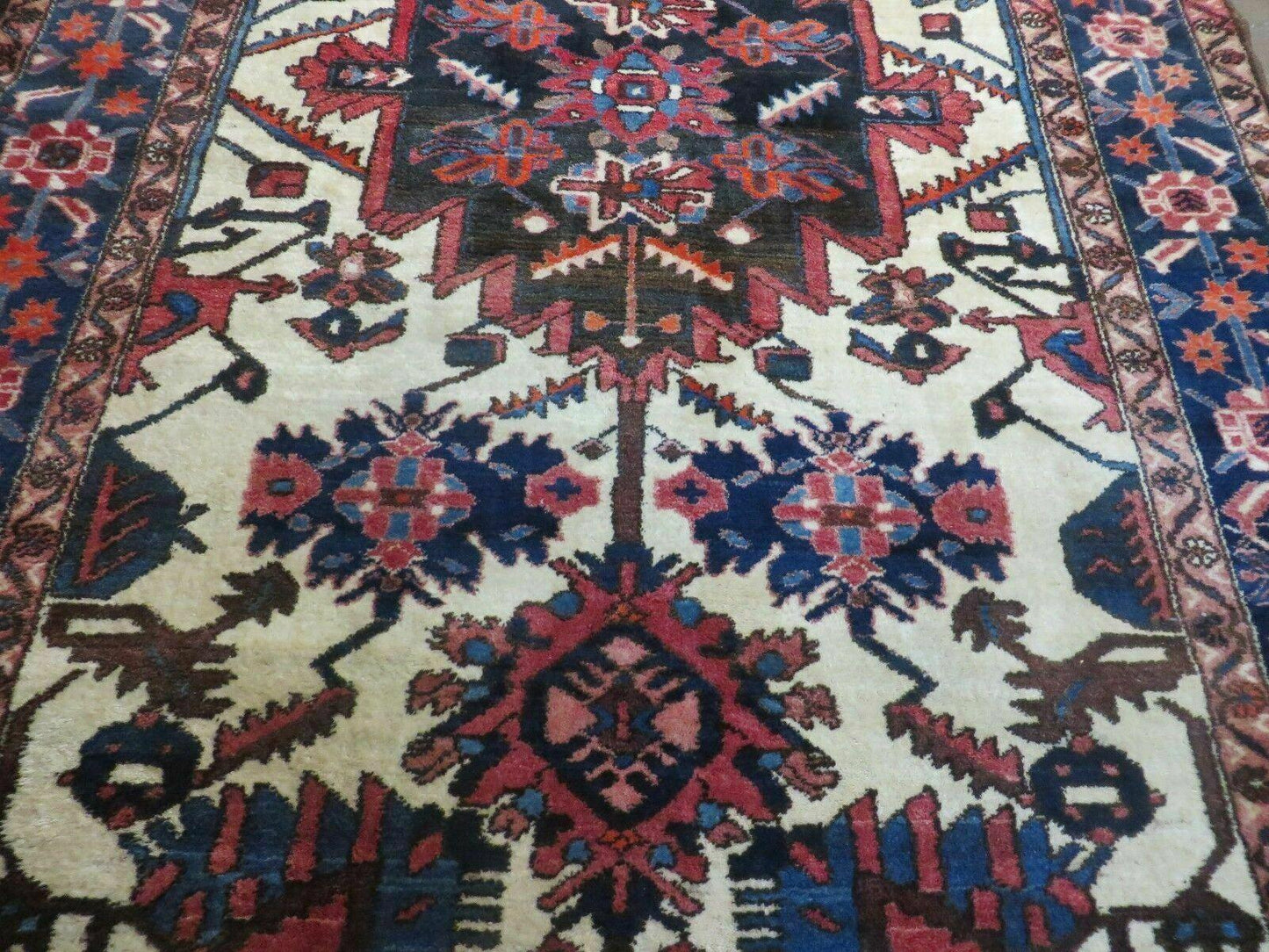 Antique Handmade Indian Floral Wool Rug 66x124 Vegetable Dye Tribal Oriental