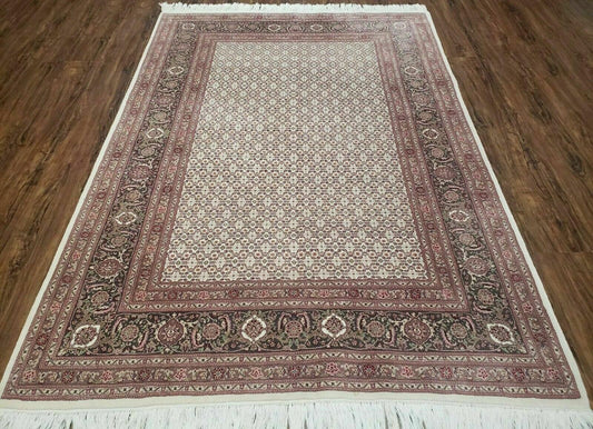 Vintage Persian Tabriz Rug 5x7 Hand Knotted Wool Oriental Carpet With Allover Pattern