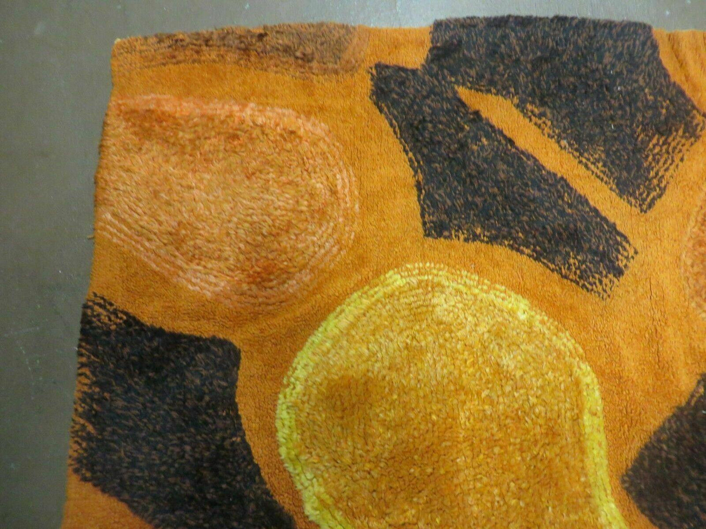 Handmade Wool Hooked Rug Abstract Modern Design 44 By 70 Inches From 1970s