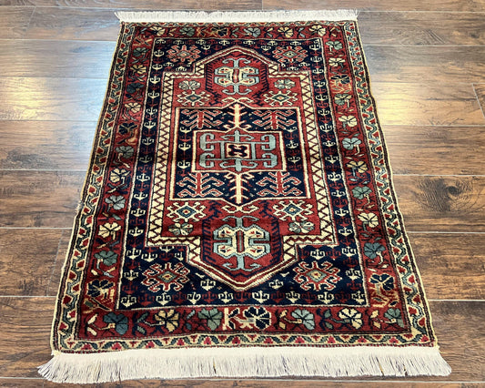 Antique Turkish Sparta Rug 3x4 Geometric Caucasian Wool Carpet