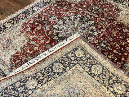 Persian Rug 8x10 Hand Knotted Wool Vintage Carpet Dome Medallion Floral Design