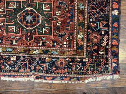 Antique Heriz Rug Persian 5x6 Karajeh Geometric Hand Knotted Wool