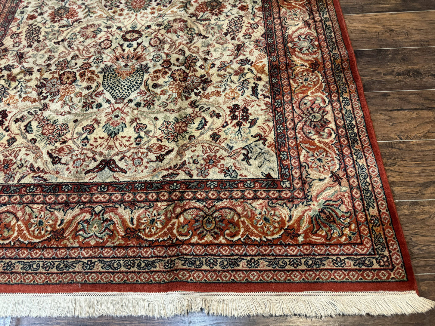 Antique Persian Rug 5x7 Allover Floral With Vases Beige Red Belgian Power Loomed Wool