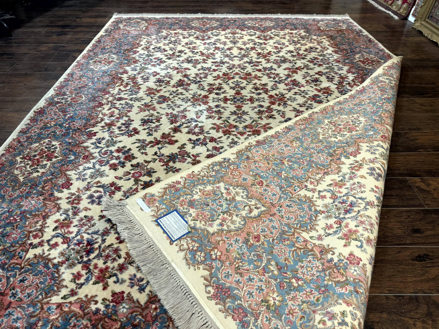 Karastan Ivory Kirman Wool Rug 8.8x12 Original 700 Series Area Rug