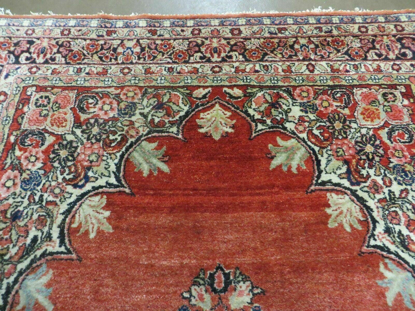 Antique Persian Sarouk Rug 5x8, Red, Semi Open Field, Hand Knotted, Wool