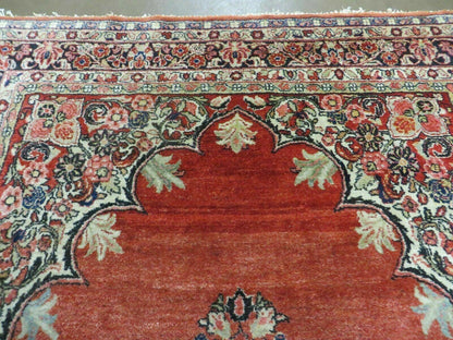 Antique Persian Sarouk Rug 5x8, Red, Semi Open Field, Hand Knotted, Wool