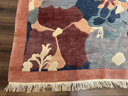 Modern Tibetan Rug Hand Knotted Wool Carpet 6x8 Multicolor Floral Abstract Pattern