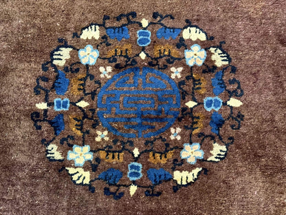 Antique Chinese Wool Rug 9x11 Large Peking Style Art Deco Open Field Fete Rug