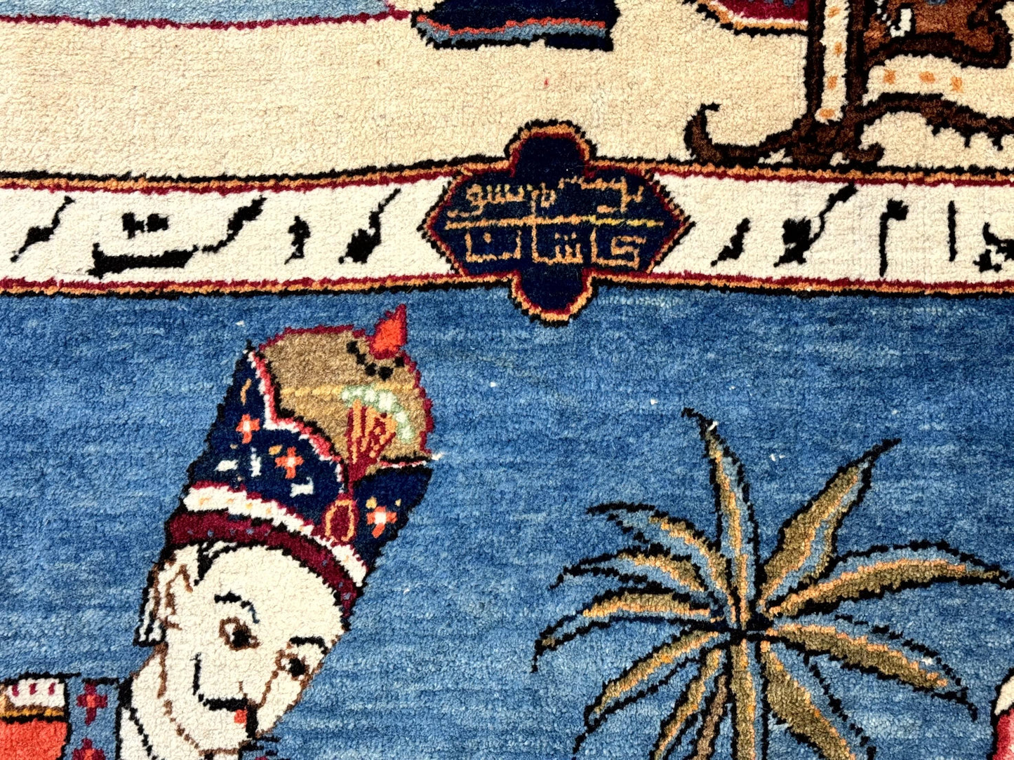 Rare Persian Kashan Pictorial Rug 6x9, King Bahram Hunting Scene, Persian Kings, Hand Knotted Persian Rug for Wall Hanging, Antique, Wool