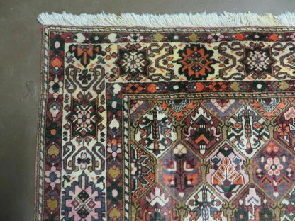 Antique Persian Bakhtiari Rug 7x10 - Multicolor Repeated Panel Design - Vegetable Dyed Rug - Hand Knotted Wool Room Sized Oriental Carpet 7 x 10 Rug