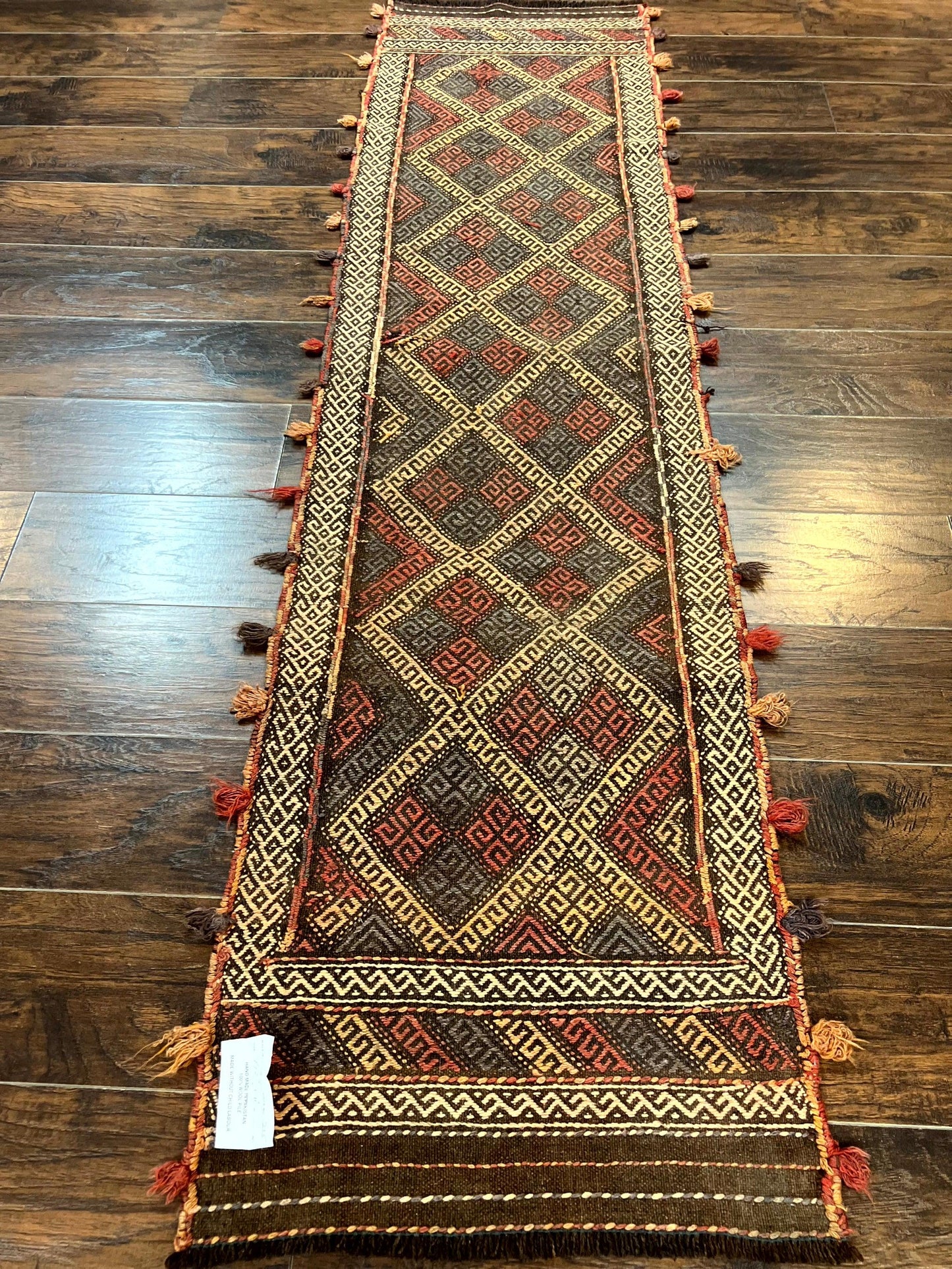 Tribal Runner Rug 2x8, Pakistani Turkoman Runner, Wool Handmade Vintage Rug