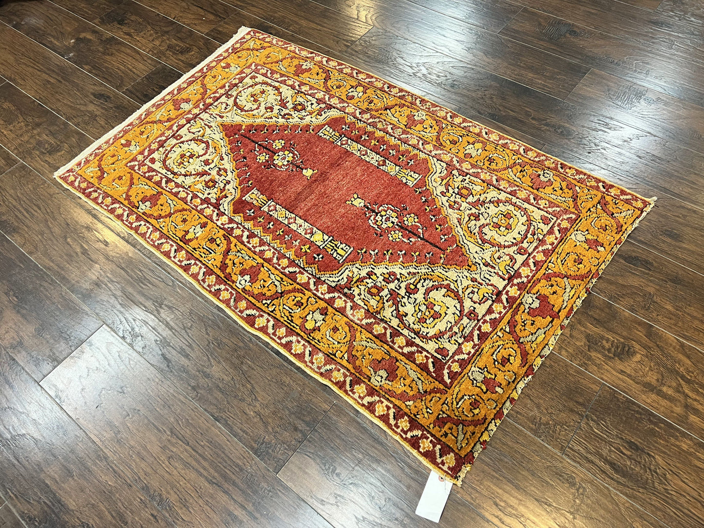 Antique Turkish Prayer Rug 3x5 Hand Knotted Oushak Wool Mehrab Vintage Carpet