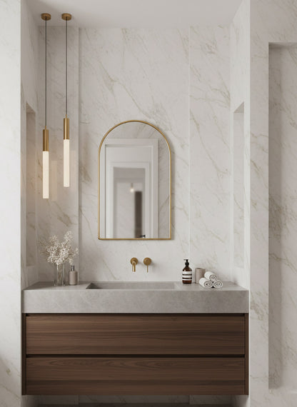 Arched bathroom wall mirror