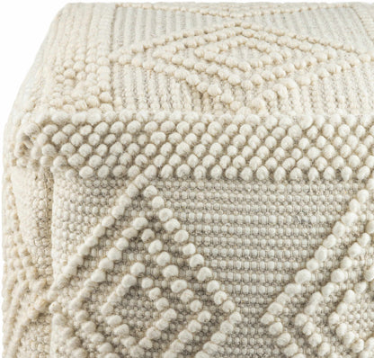 Aveley Beige Cotton Knitted Pouf Handwoven Footrest And Accent Seating For Living Rooms