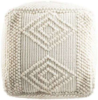Aveley Beige Cotton Knitted Pouf Handwoven Footrest And Accent Seating For Living Rooms