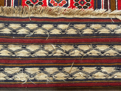 Handmade Afghan Rug 3x5 Tribal Geometric Navy Blue Wool Rustic Living Room Accent