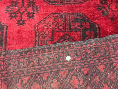 Afghan Turkoman Rug 9x10 Red Beshir Carpet Tribal Wool Antique Hand Knotted