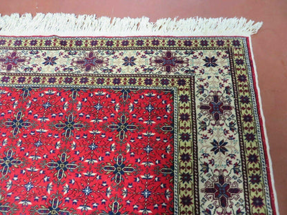 Vintage Handmade Turkish Kayseri Wool Rug 6 By 10 Floral Allover Design