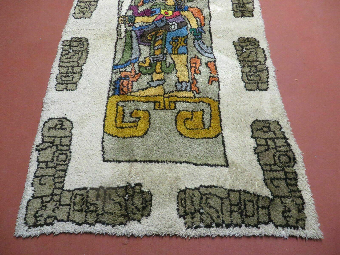 Hand Knotted Wool Rug Vintage Prince Motif Tribal Nomadic Shag 4 By 7