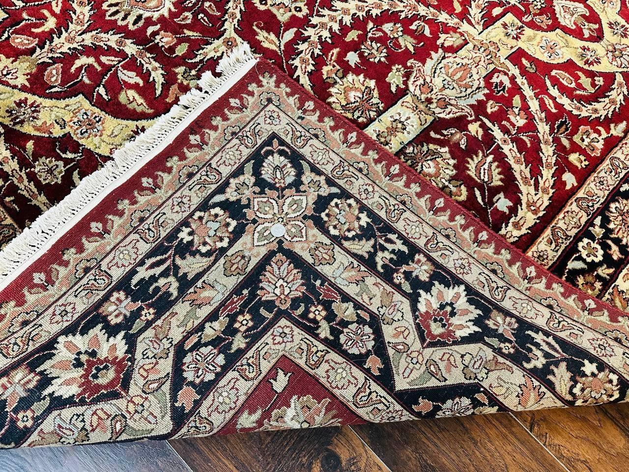 Indo Persian Rug 8x10 Red Vintage Wool Traditional Floral Handmade Carpet