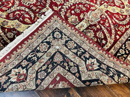 Indo Persian Rug 8x10 Red Vintage Wool Traditional Floral Handmade Carpet
