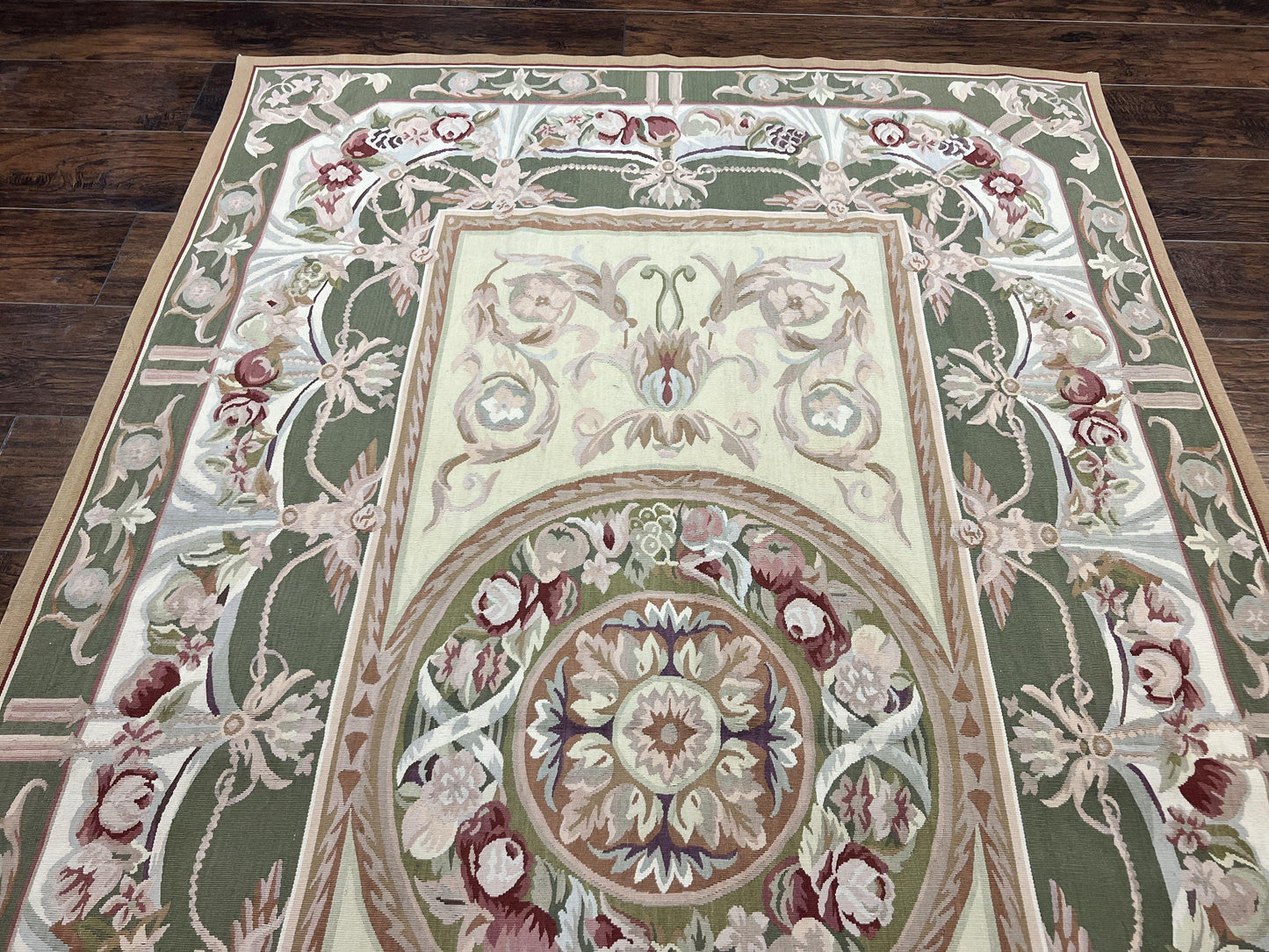 Aubusson Rug 5x8 Wool Handmade Vintage Carpet With Angel Motifs European Design