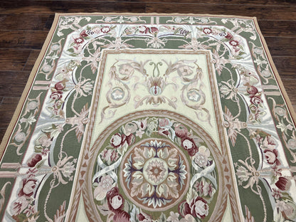 Aubusson Rug 5x8 Wool Handmade Vintage Carpet With Angel Motifs European Design