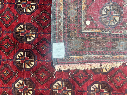 Persian Turkoman Tribal Rug 4x8, Handmade Vintage Wool Carpet, Red, Bohemian Rug