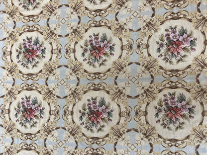 Needlepoint Wool Rug 8x11 Vintage Sky Blue Handmade Carpet