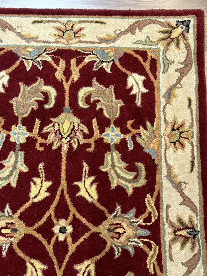 Small Floral Wool Rug 3x5, Safavieh Heritage Collection, Dark Red, Pair A