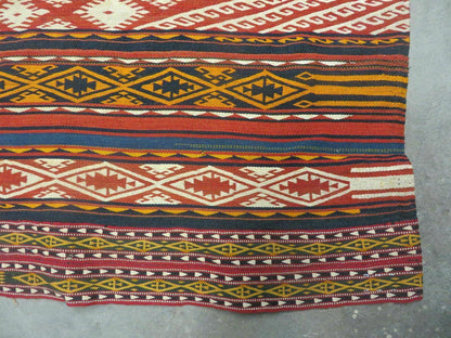 Antique Turkish Jajim Kilim Rug Flat Weave Wool Vegetable Dye 6x10 Handmade