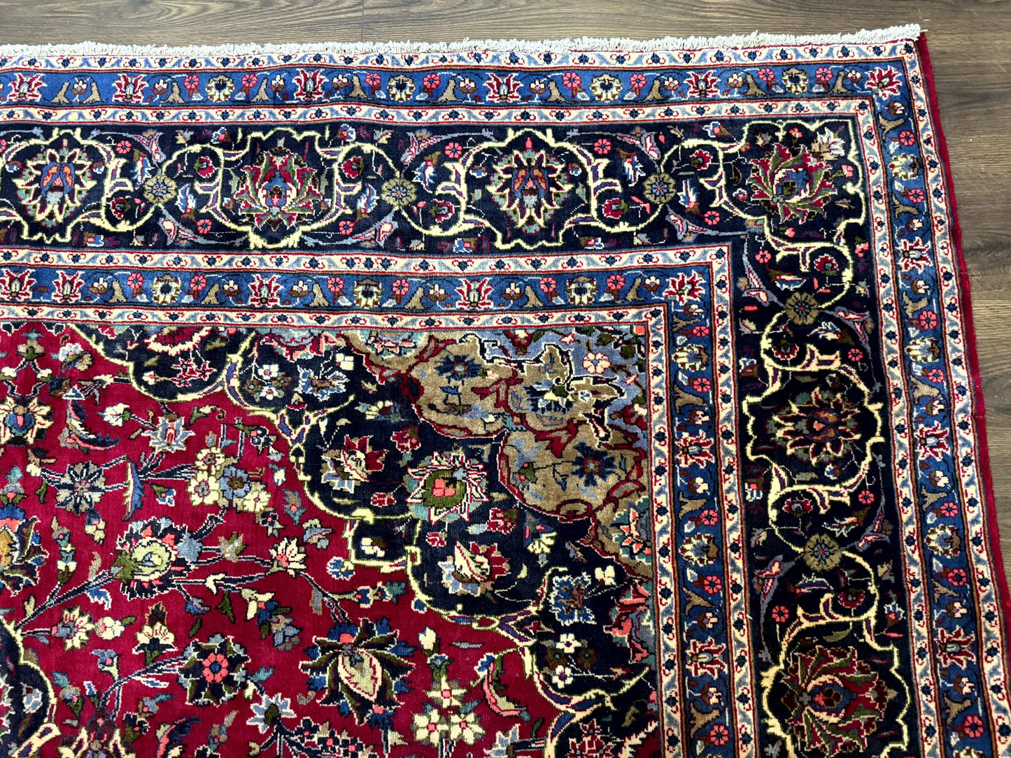 Traditional Persian Mashad Rug 8x11 Wool Antique Floral Medallion Carpet