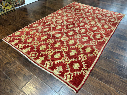 Modern Turkish Oushak Rug 5x8, Brick Red